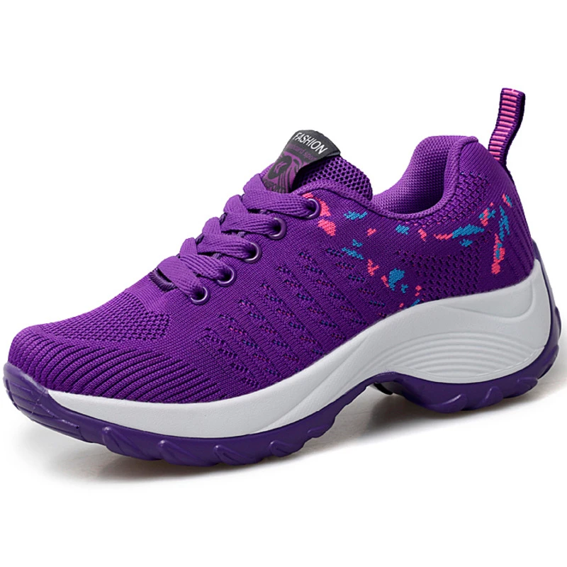 womanpurple platform Женская обувь для тенниса; кроссовки; Basket Femme; толстая подошва; Платформа; Танкетка; шнуровка; дышащая обувь для женщин и девушек; увеличивающая рост обувь - Цвет: womanpurple platform