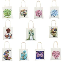 diy diamond painting reusable gift bag shopping bag with handles grocery bag fabric tote bag foldable strong eco friendly