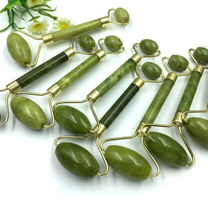 Ice Roller Double Head Facial Massage Set Eye Neck Face Slimming Massager Green Nature Jade Skin Care Tools | Красота и здоровье