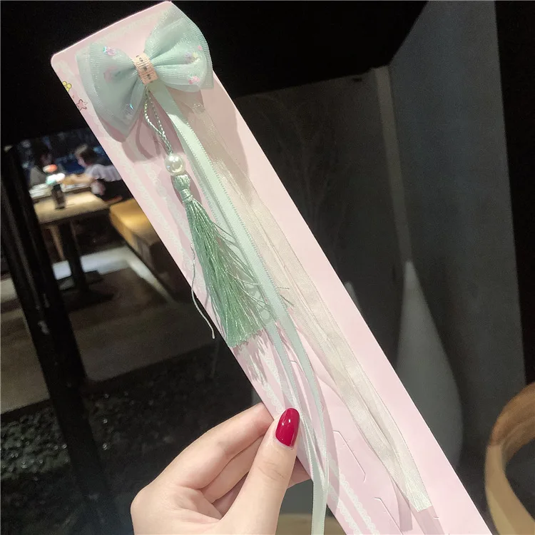 1 шт. милые девушки китайский стиль бант Длинная лента кисточки Бобби Булавки