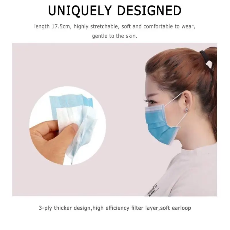 

50-500PCS Face Mouth Disposable Masks 3 Layers Facial Protective Masks Anti-Dust Breathable respirator mask