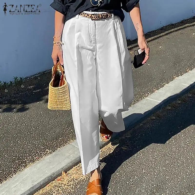 

ZANZEA Autumn Oversized Fashion OL Women Suits Pants 2022 Spring Loose Pant Palazzo Pantalons Casual Solid Streetwears Bottoms