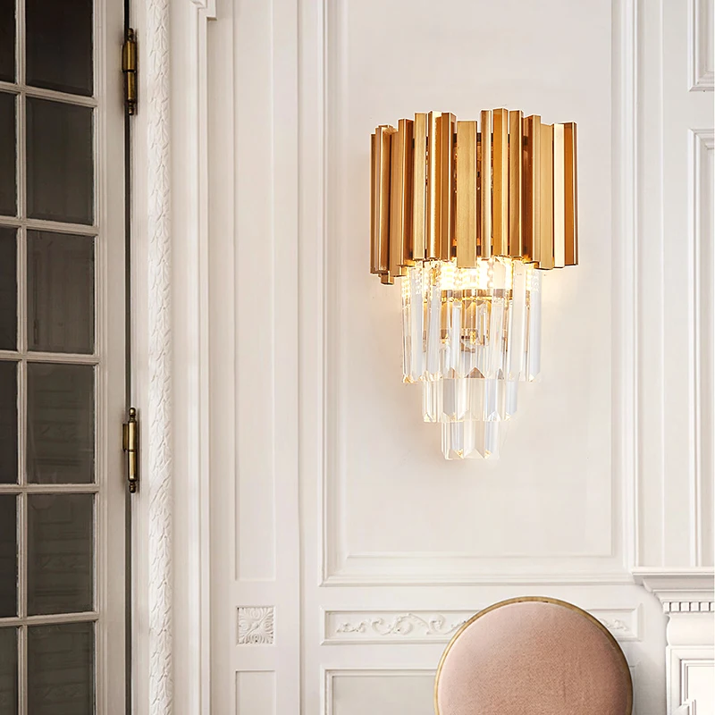 Современные Настенные светильники FKL Кристальные лампы золотого цвета для