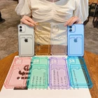 Противоударный Прозрачный чехол для телефона iPhone 12, 11 Pro, Max Mini, XS, X, XR, 7, 8 Plus, мягкий силиконовый чехол-бумажник с отделениями для карт, прозрачная задняя крышка