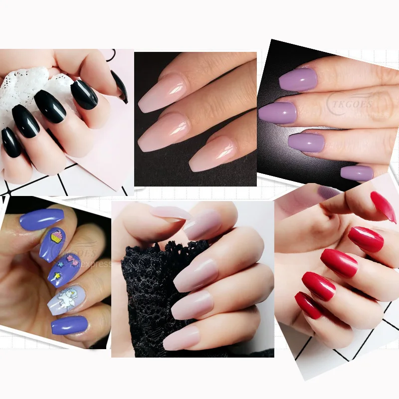 500Pcs/Bag Short Coffin Nails Full Cover Ballerina Fake Nails Art Square Ballet Shape False Nail Art Tips DIY Fingernails