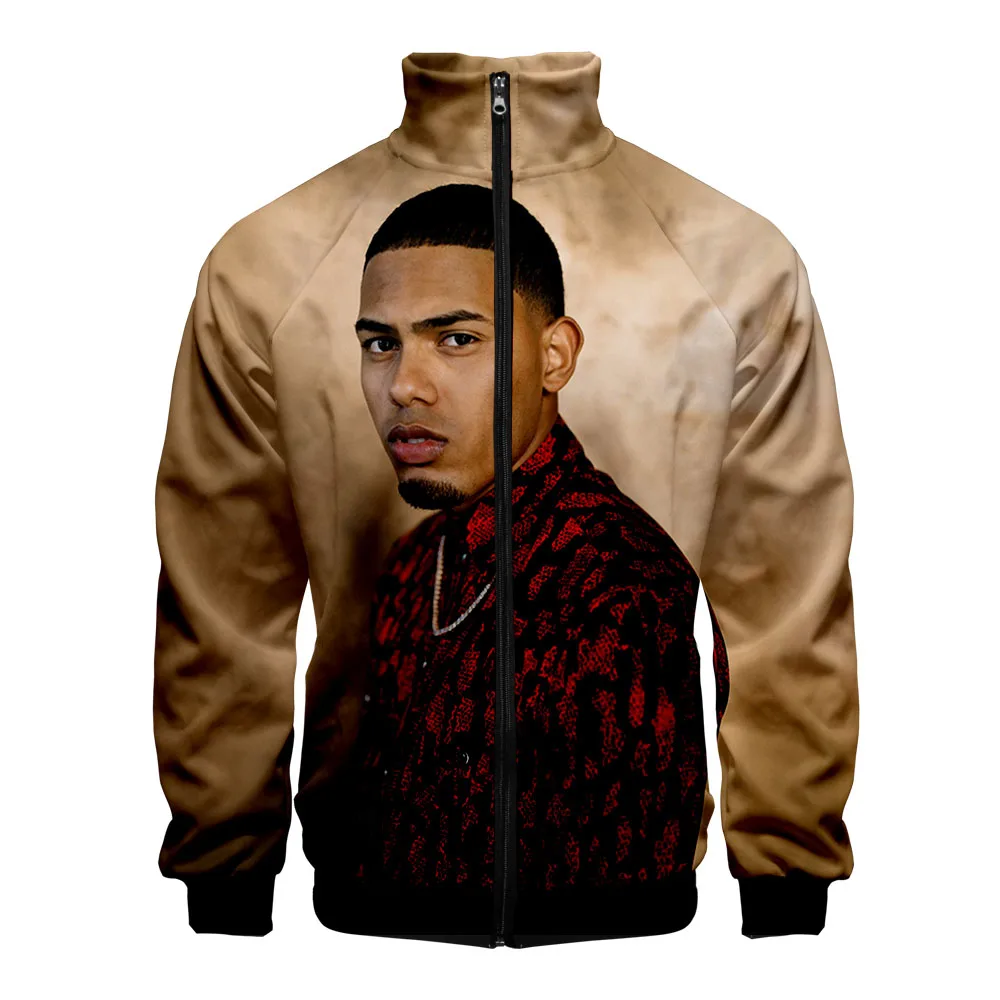 

Myke Towers Autumn Spring Stand Collar Jacket Pop Sports Zipper Casual 3D Printing