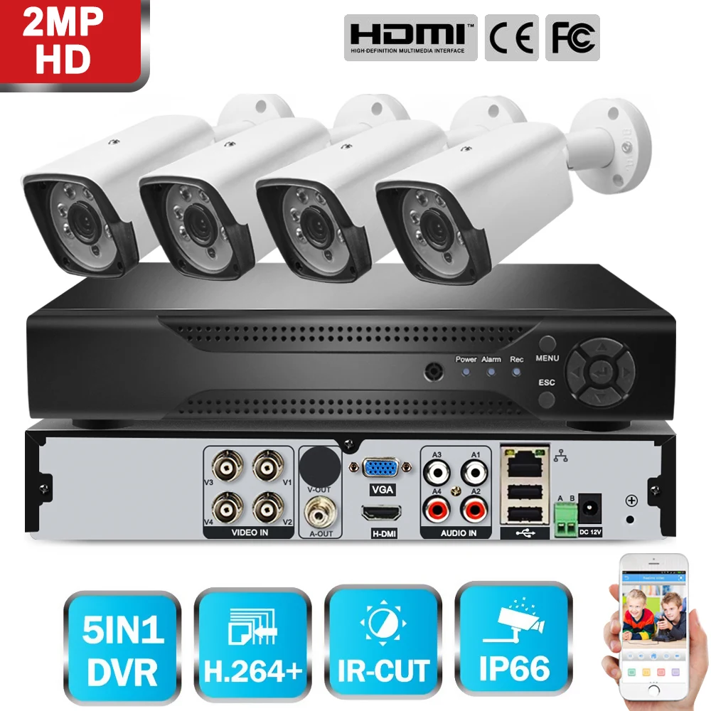 4CH Беспроводная CCTV система безопасности 1080P NVR комплект 4 шт. 2MP IP IR CUT наружная