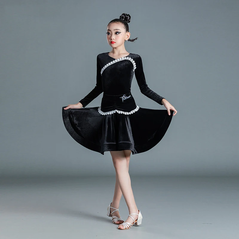 

Платье для латиноамериканских танцев, Женский раздельный костюм, юбка-топ для детей, одежда для выступлений на сцене 2021