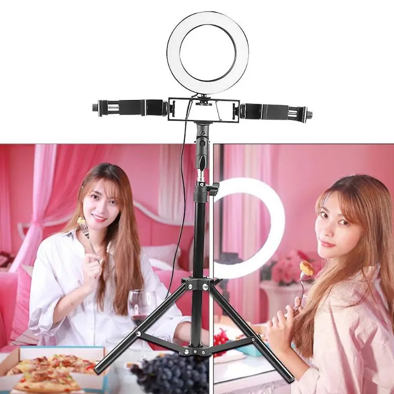 Selfie Stick Ring Table Fill Light Dimmable Studio Camera Ring Lamp Live Broadcast Beauty Shadowless Light Supplement for Makeup