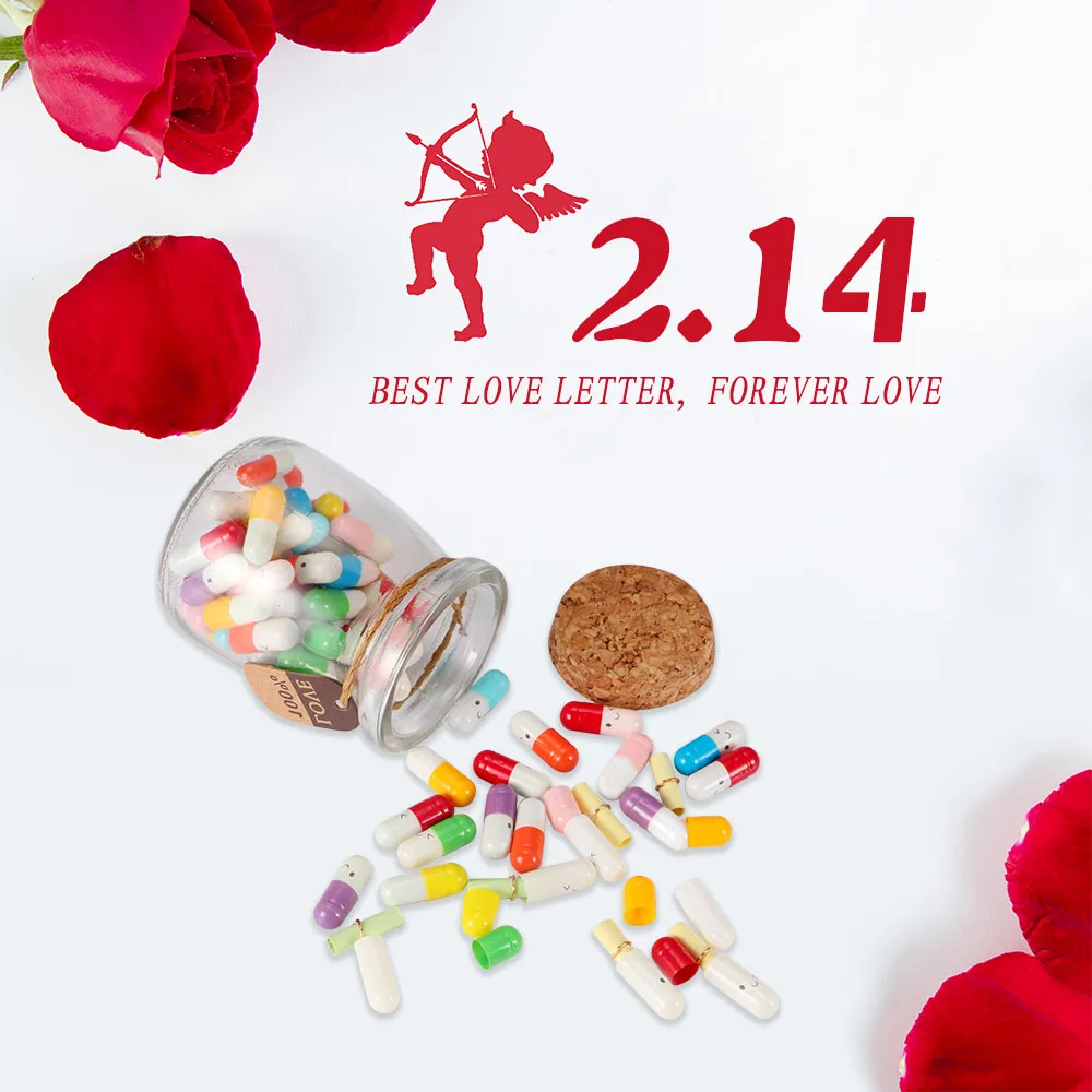 Флакон для сообщений капсулы буквы милые таблетки любви полностью прозрачная