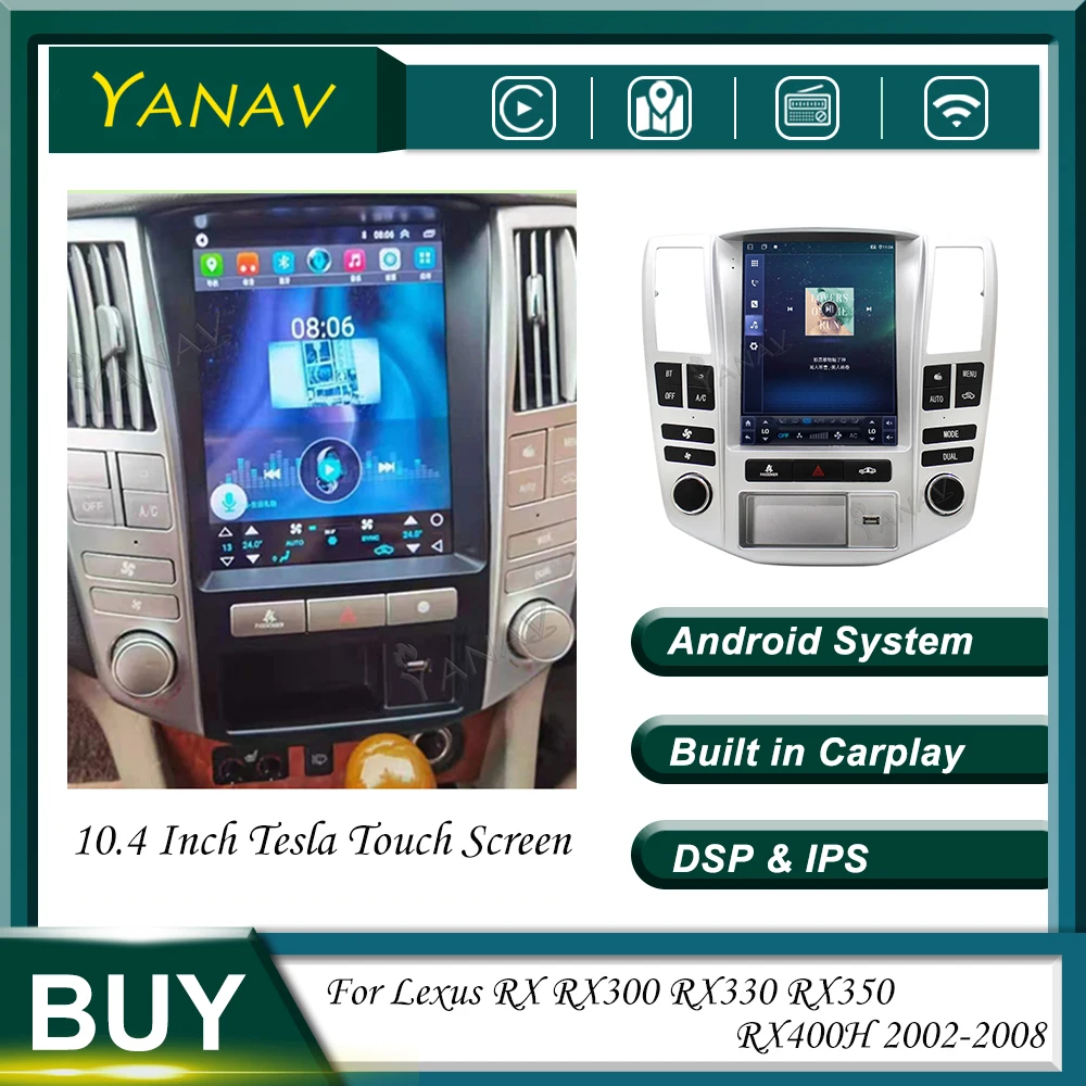 

Автомагнитола на Android, 10,4 дюйма, для Lexus RX RX300 RX330 RX350 RX400 2002-2008, GPS-навигация, стерео, прием, Мультимедийный MP3-плеер
