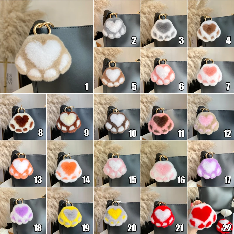 Миниатюрные брелоки с плюшевой кошачьей лапой пушистые из меха кролика Рекс