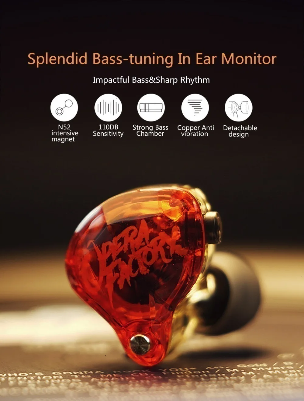 AK OperaFactory OM1 In-Ear монитор динамические наушники HIFI бас гарнитура наушники с MMCX кабель для Xiaomi