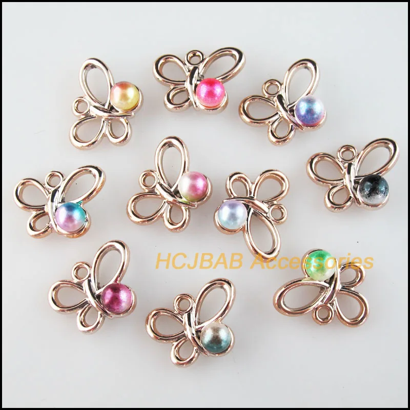 30 шт., позолоченные акриловые подвески в виде бабочек, 14 х19 мм