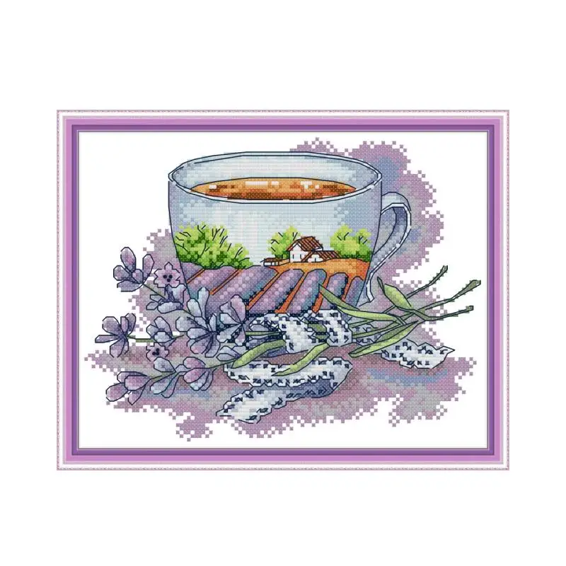 Joy Sunday Набор для вышивания крестиком, серия чашек, холст Aida 14ct 11ct DMC, ткань для вышивания крестиком, рукоделие