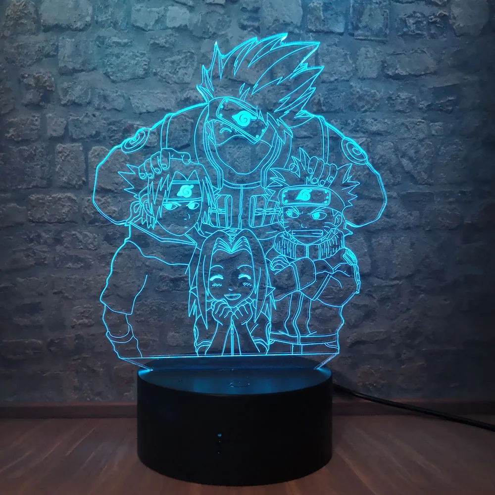 kakashi Новые с рисунком из аниме «Наруто» лампа как у героя мультфильма Саскэ уход за кожей лица смешанные двойной Цвета 3D светодиодный ночной Светильник для дома декоративные творческие подростков на день рождения, рождественский подарок, детские игрушки - Испускаемый цвет: kakashi