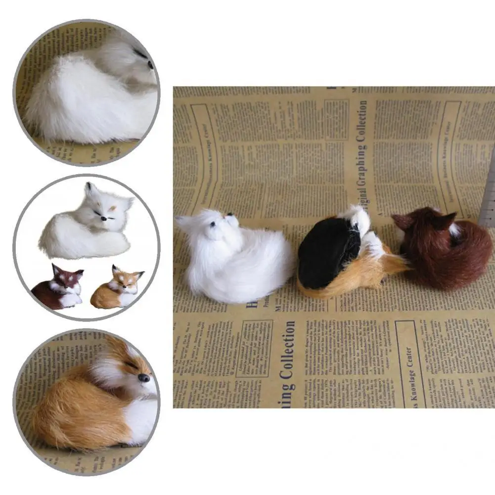 

Squatting Fox Model Easy Care Soft Exquisite Long Plush Soft Fox Figures Fox Figures for Gift