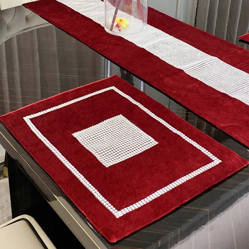 

Placemat Modern Elegant Luxury Diamond Coasters Decor Dining Kitchen Table Mat Coffee Cup Anti-slip Placemats Bowl Pad Mat Plate