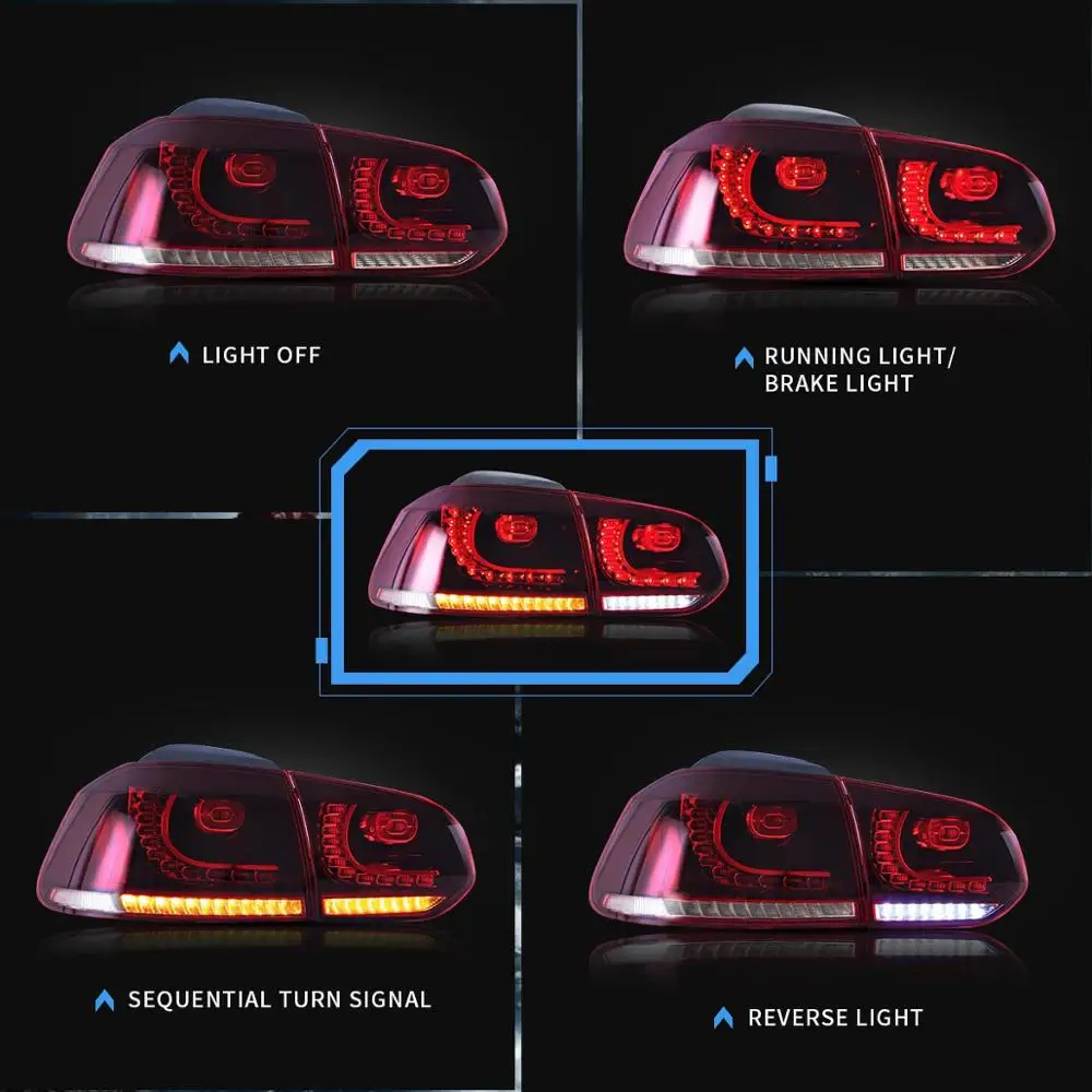 VLAND завод для автомобиля задний свет Golf 6 LED фонарь 2008 2012 2015 Mk6 с движущимся