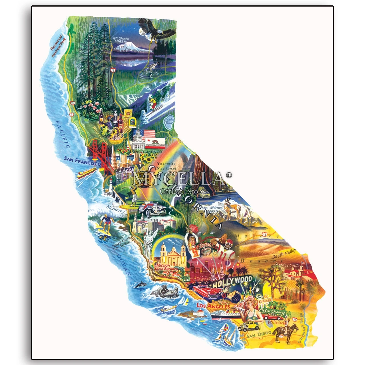 

Алмазная 5d-картина «сделай сам», рисунок Калифорнии, алмазная вышивка, полная мозаика, цветы, бабочки, плакаты, настенные наклейки, домашний ...