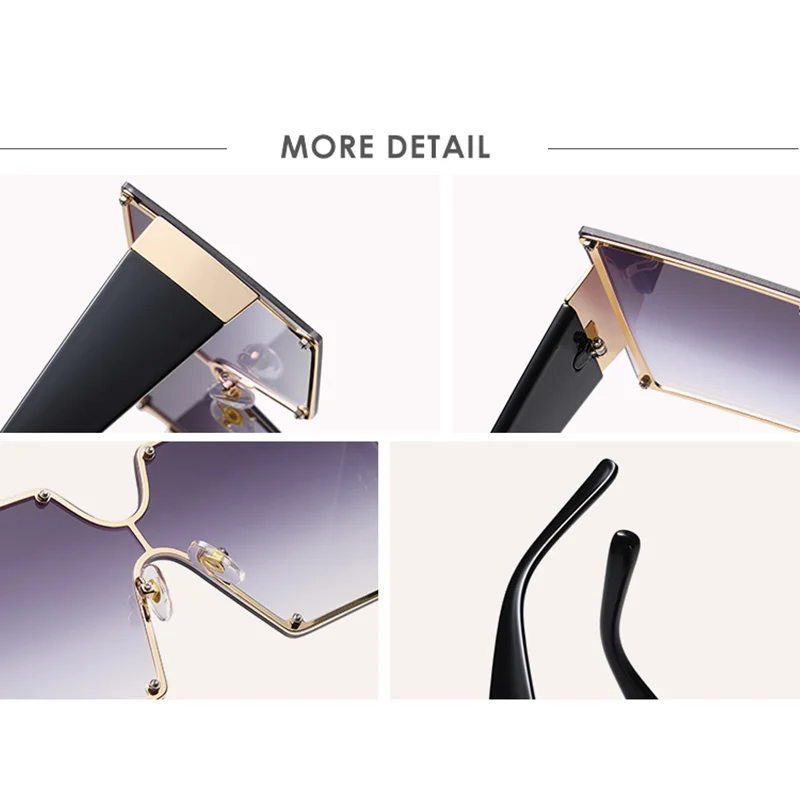 

Rimless Oversized Women Sunglasses Square Brand Designer Big Frame Sunglasses For Female Clear Lens UV400 oculos