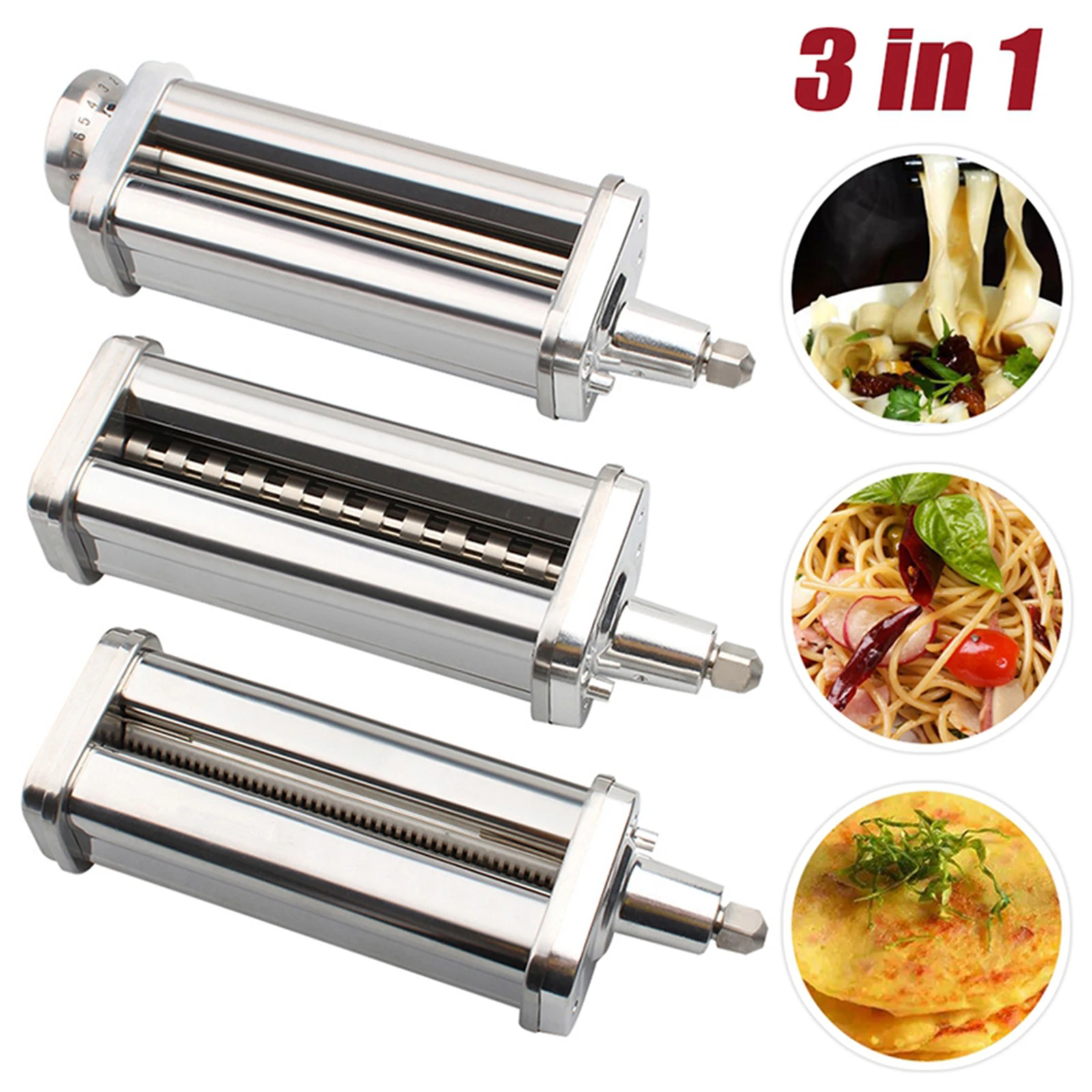 

Pasta Maker Stainless Steel Pasta Spaghetti Fettuccine Roller Cutter Stand Mixer Noodle Press Attachment Kitchen Tool