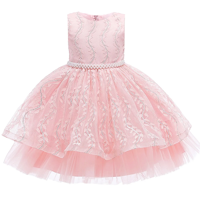 

2021 Baby Girl Dress Kids Clothes For Girls Children Clothes Lace Party And Wedding Dress Beading Princess Dress 3-10 Year