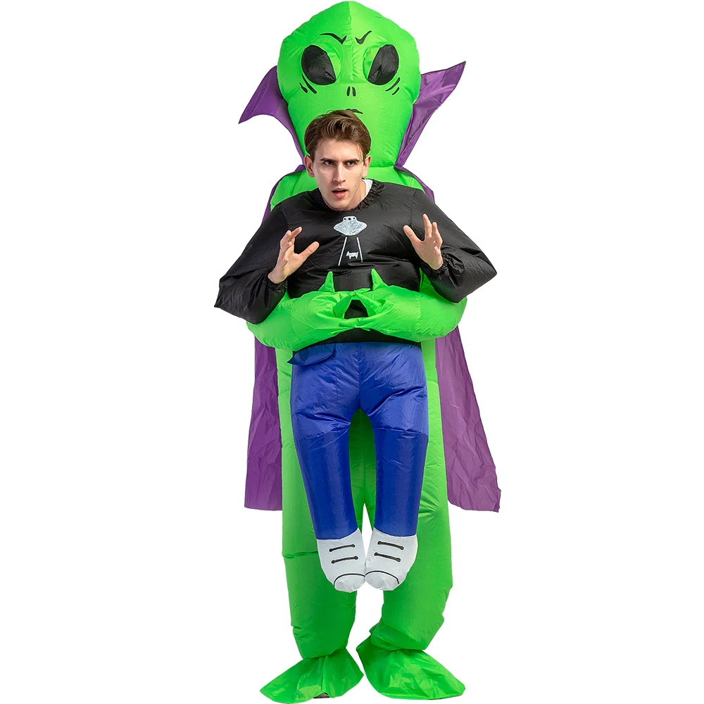 

Green ET Alien Inflatable Costume Cosplay Funny UFO Alien Air Blow Up Suit Party Fancy Dress Halloween Costumes for Adult Kids