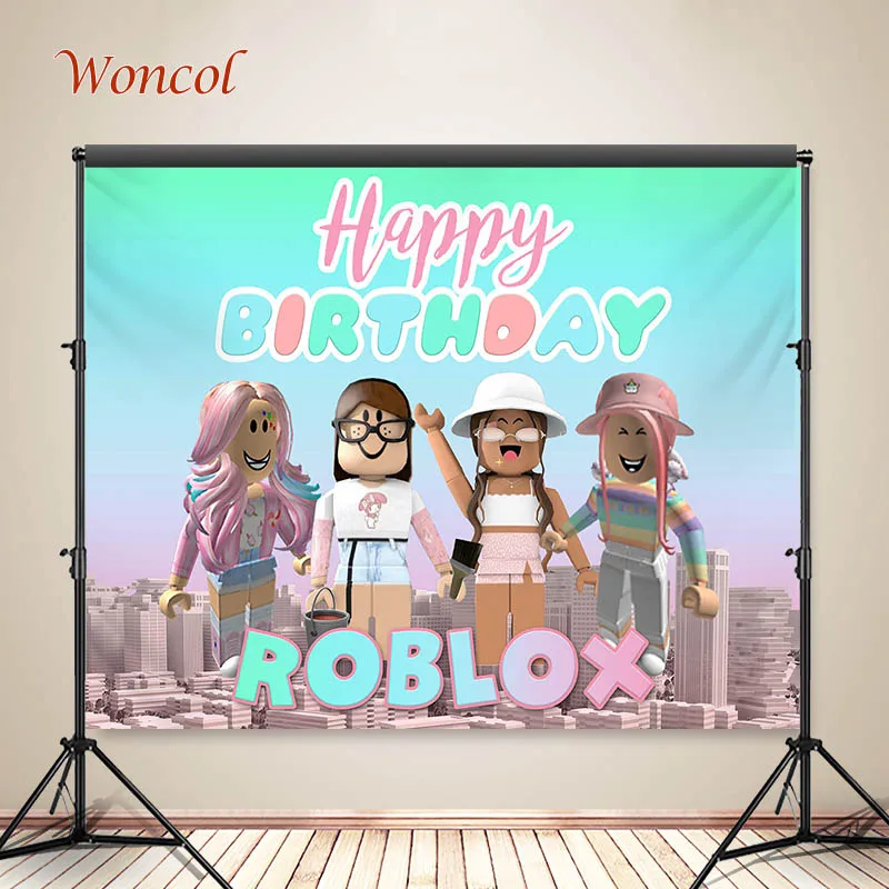 Фон Woncol Roblox для фотосъемки на день рождения фоны игровой робот радужные цвета