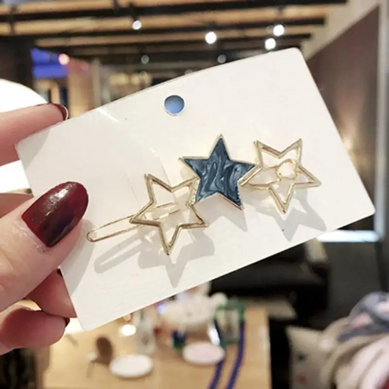 Темпераментная боковая клипса пятиконечная звезда круглая челка сломанная