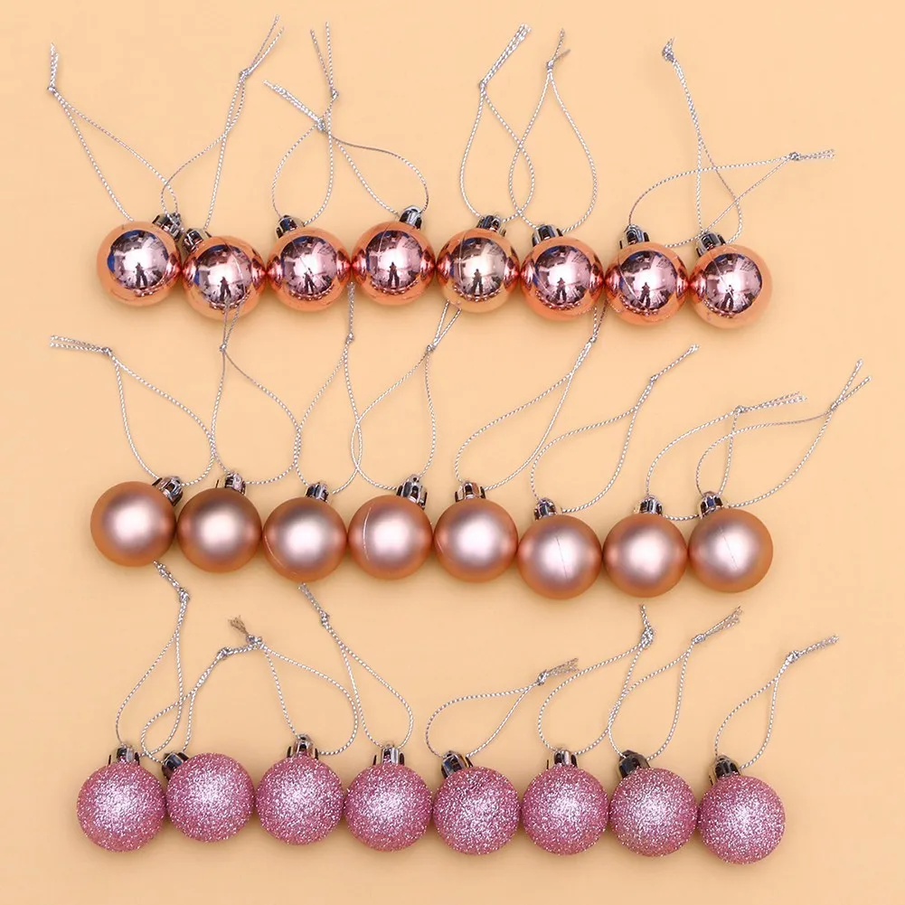 

24Pcs Christmas Decorations Xmas Pink Ball Hanging Home Party Decor Christmas Trees Ornament Christmas Ball Ornaments