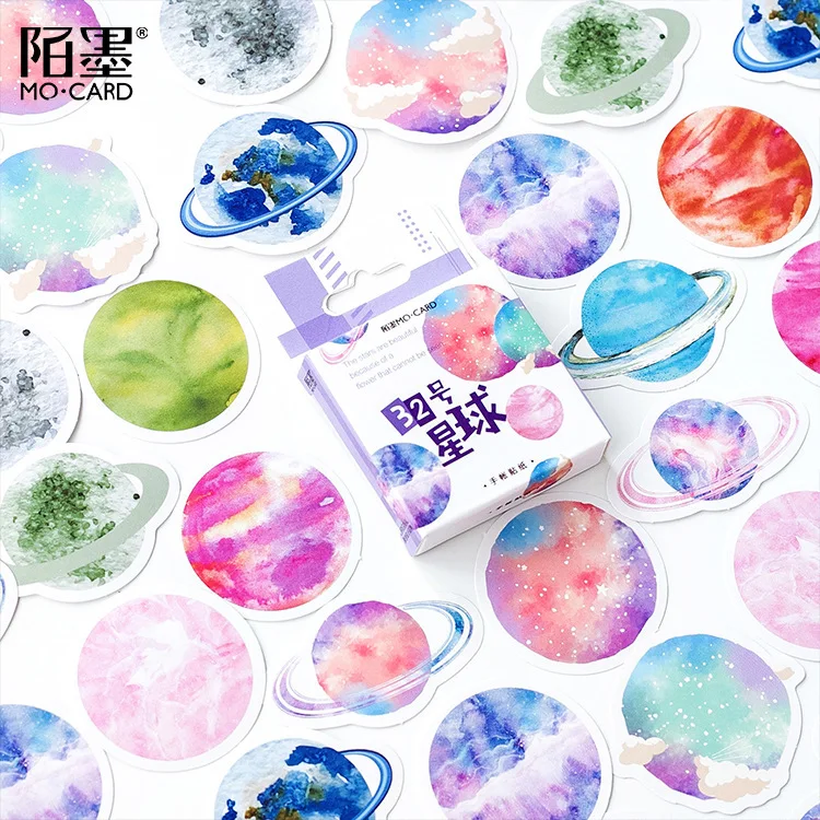 

46pcs/Box Cute Starry Planet Decorative Adhesive Stickers Scrapbooking DIY Diary Mini Stick Label Bullet Journal Stationery