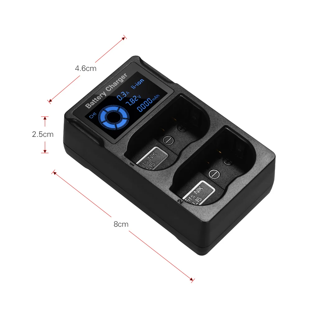 Портативный двойной слот USB камера зарядное устройство с ЖК дисплеем Быстрая