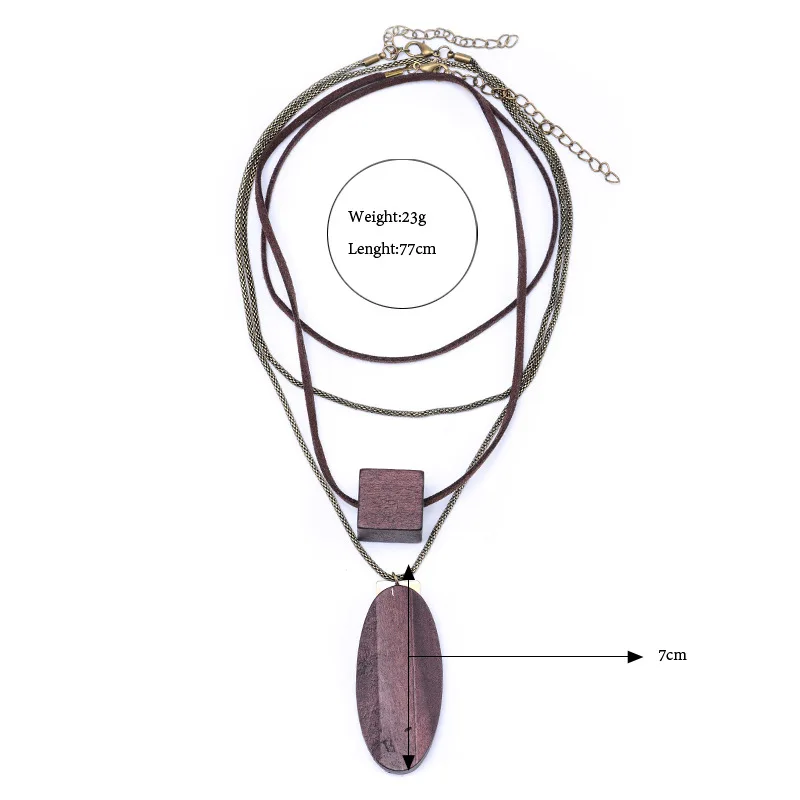 Мода простой креативный блок эллипса кулон коричневая цепочка браслет ручной