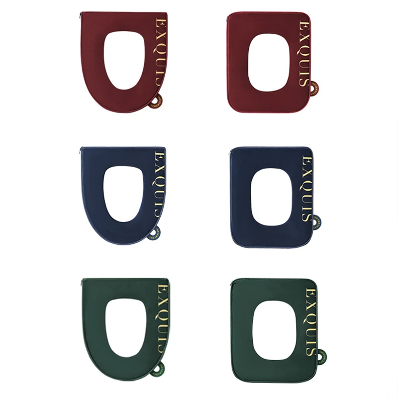 

Universal with Flip Lid Handle Warm flannelette Toilet Seat Cover Bathroom Removable Zipper Type Washable Wc Thicken Seat Mat