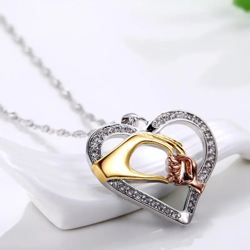 Цепочка с подвеской в виде сердца серебряное ожерелье кулоном водной ряби