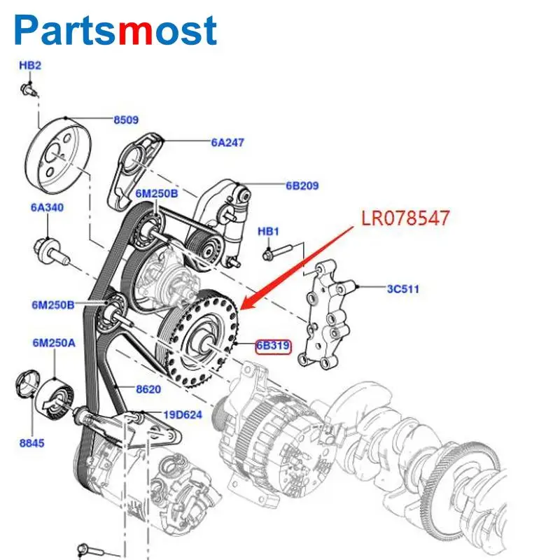 Шкив коленчатого вала для Land Rover freelander LR2 Evoque Discovery Sport Volvo XC60 XC90 S80 60 40 Ford 31480378 LR025252 LR078547