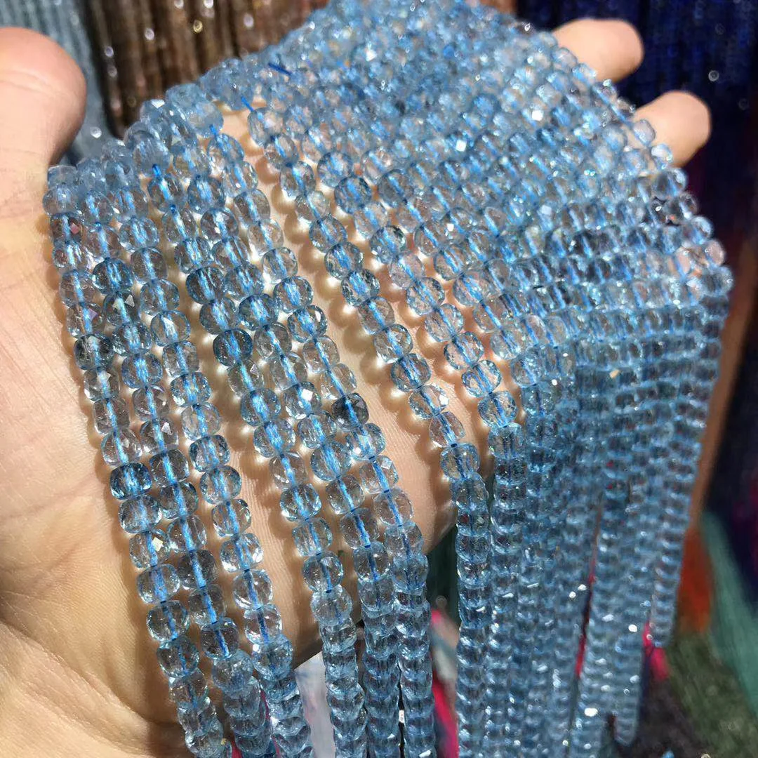 Модные синие Бусины из натурального камня Topazs граненые кварцевые бусины