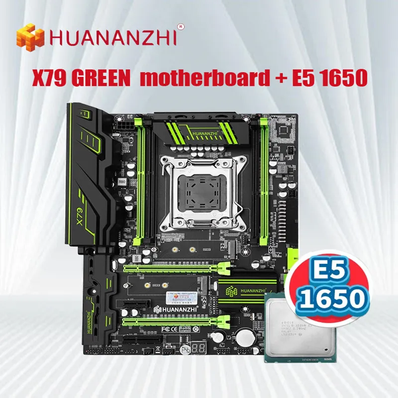 Verkauf HUANANZHI X79 GRÜN 2,49 Motherboard Mit Intel XEON E5 1650 Verwenden Können DDR3 Speicher Combo Kit NVME M.2 SATA 3,0 USB 3,0