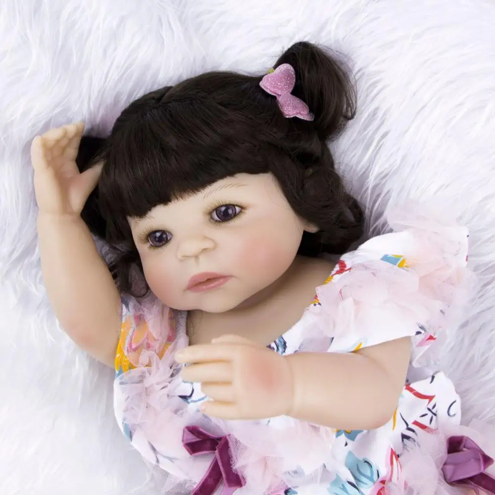 

55cm Full Silicone Reborn Baby Doll Toy For Girl Vinyl Newborn bebes reborn Boneca Bathe Toy Birthday Gift