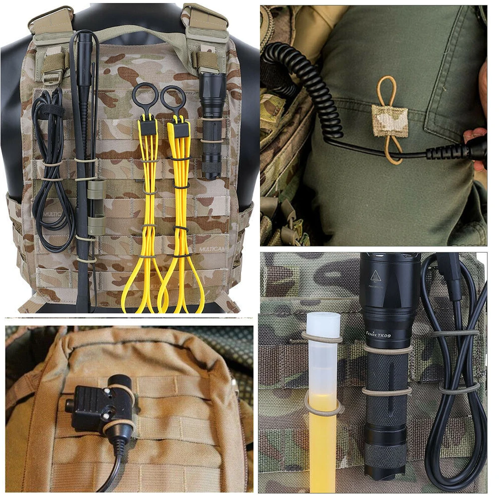 10pcs/set MOLLE Elastic Molle Ribbon Buckle Tactical Binding Retainer for PTT Antenna Stick 1" Platform | Спорт и развлечения