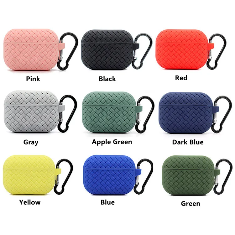 

Silicone Braided Earphone Cases for Airpods Pro Cover With Key Chain Protective Case Shockproof Anti Slip airpod pro case