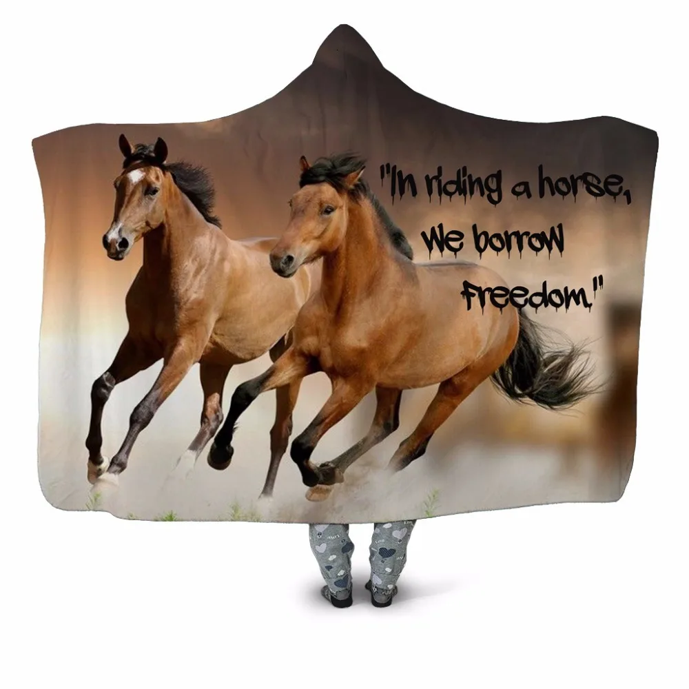 Дропшиппинг свободу лошадей 3d печати с капюшоном Одеяло способный преодолевать