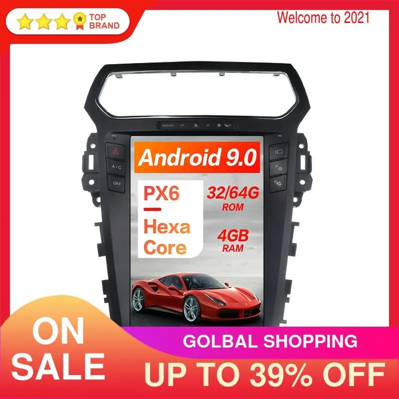 Автомобильный GPS-навигатор в стиле Tesla Android 9 0 4 Гб + 64 Carplay для Ford Explorer 2011-2019