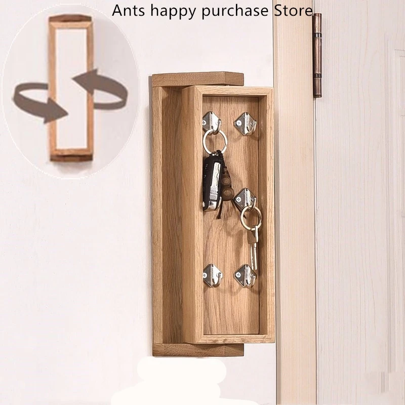 Белая дубовая вращающаяся коробка для ключей полностью твердая древесина