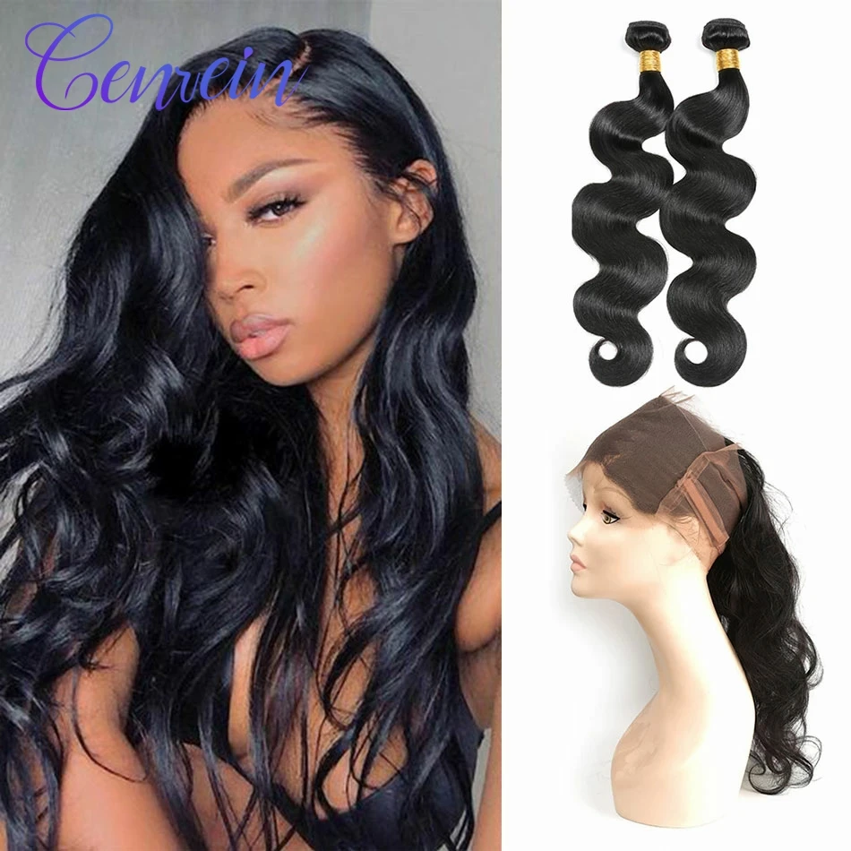 

Genrein 360 Lace Frontal With Bundles Remy Human Hair 2 Bundles With Frontal Malaysian Body Wave Bundles With Frontal