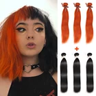 Пупряди человеческих волос Remy Forte, прямые бразильские волосы оранжевого и черного цвета, пучки для наращивания волос, отдепряди, поставщики волос