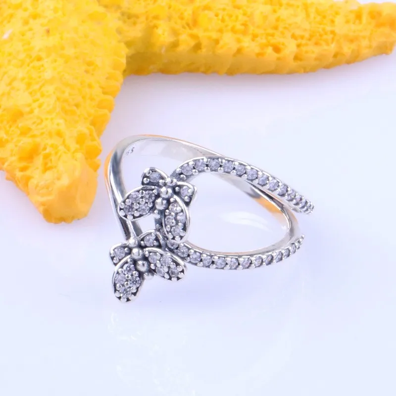 

925 Silver Pan Ring Enchanting Double Butterfly With Crystal Cz Pan Ring For Women Wedding Party Fashion Jewelry