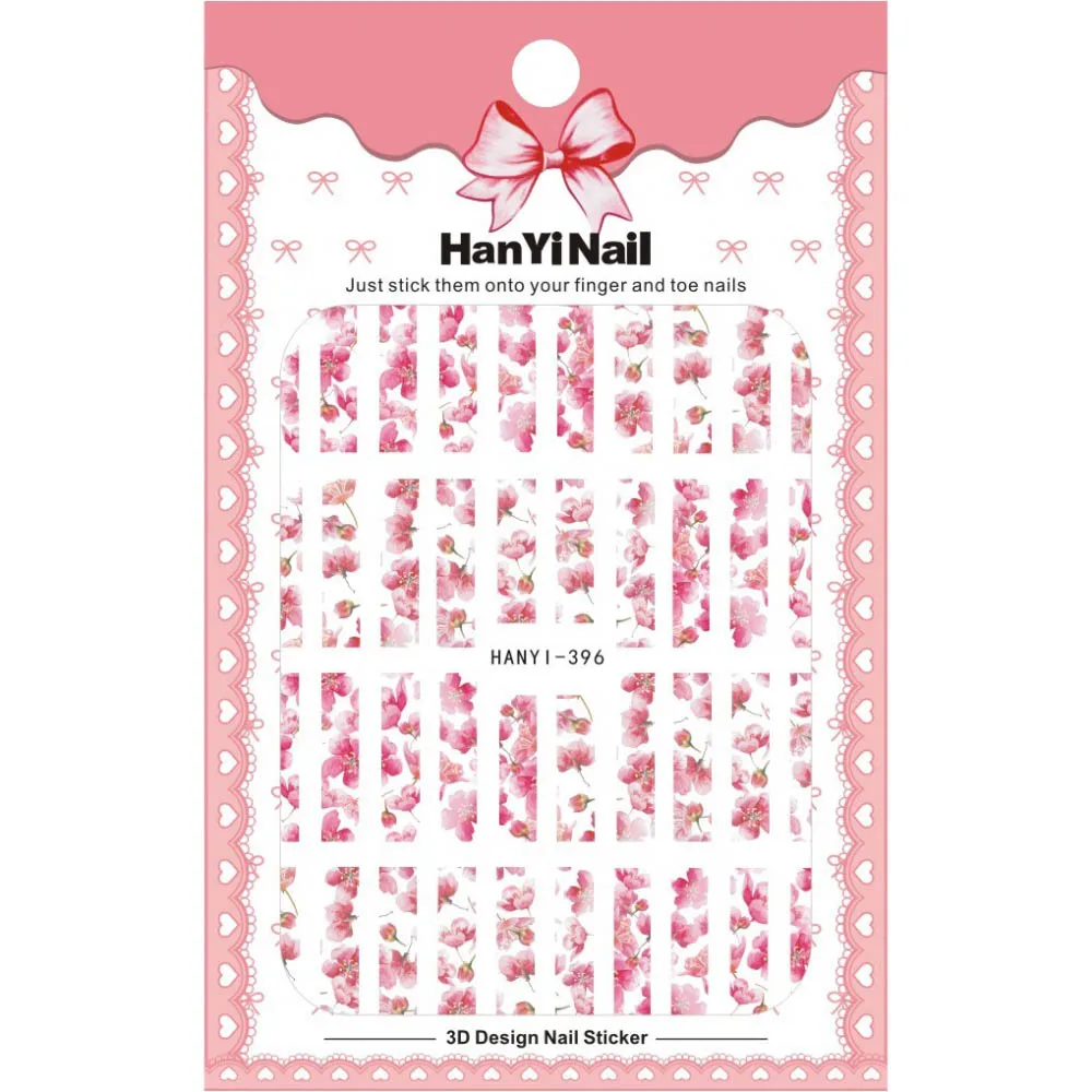 1 шт. весенний цветок Цветочная 3D наклейка для ногтей розовый персик blossm узор