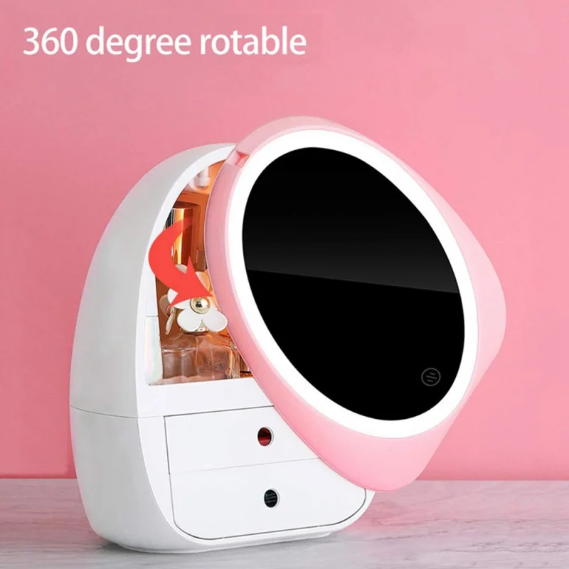 

Makeup Organizers With Mirror Modern Jewelry And Cosmetic Storage Boxes With Led Light Cosmetic Storage Cosmetics